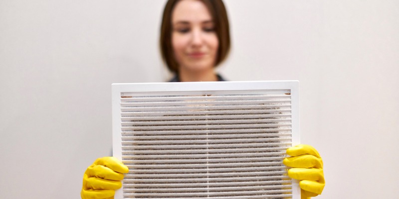 Woman Holding Dirty Filter